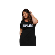 Black Sweats V-Neck T-shirt Dress