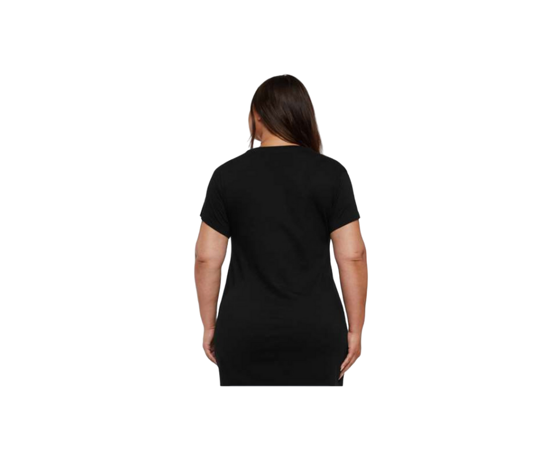 Black Sweats V-Neck T-shirt Dress