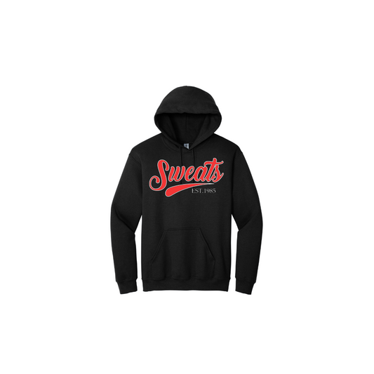 Black × Red Sweats Signature Hoodie with bold red logo across chest