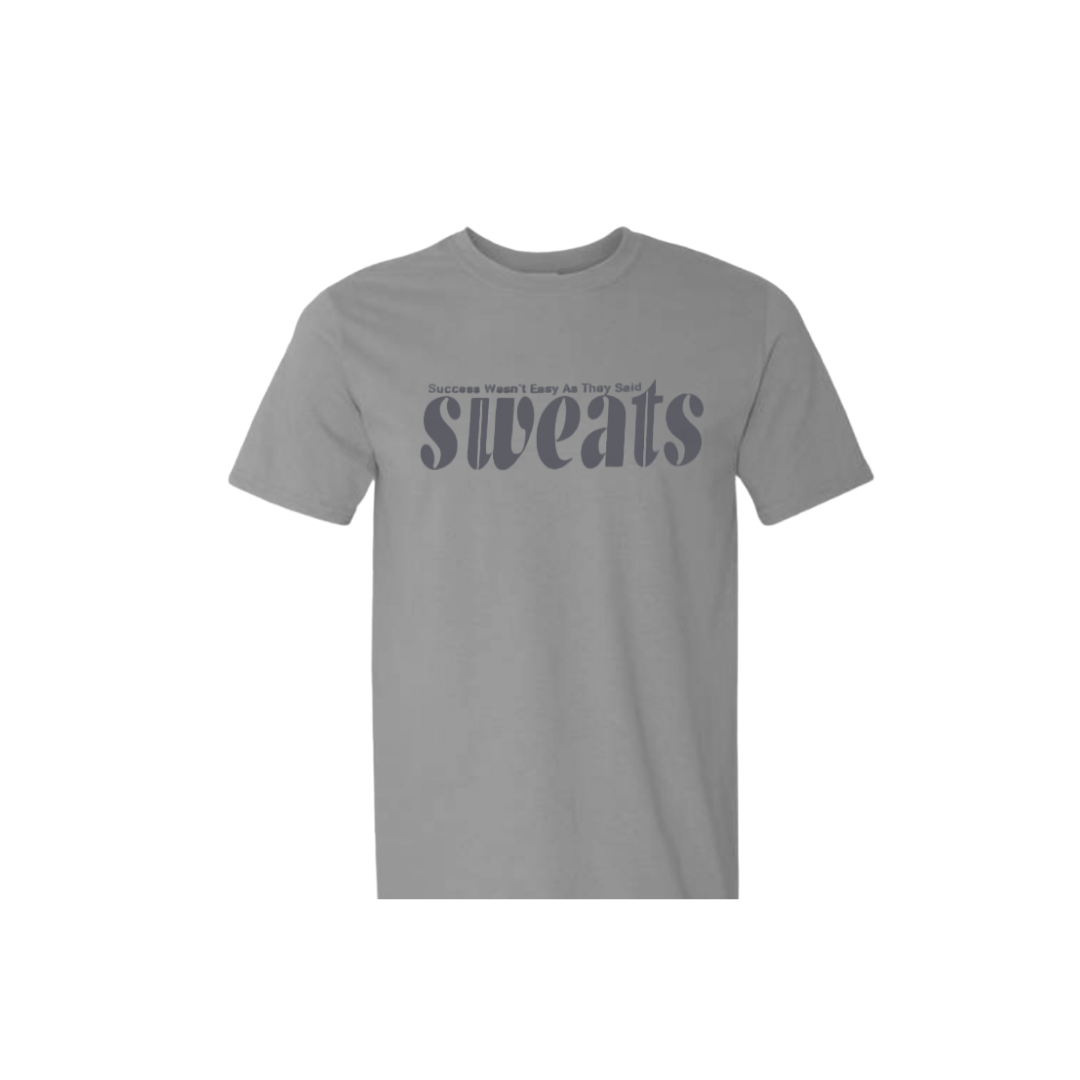 ash grey sweats original t-shirt with charcoal sweats logo front side