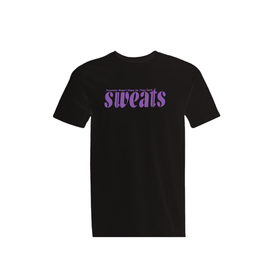 black sweats original t-shirt with purple logo