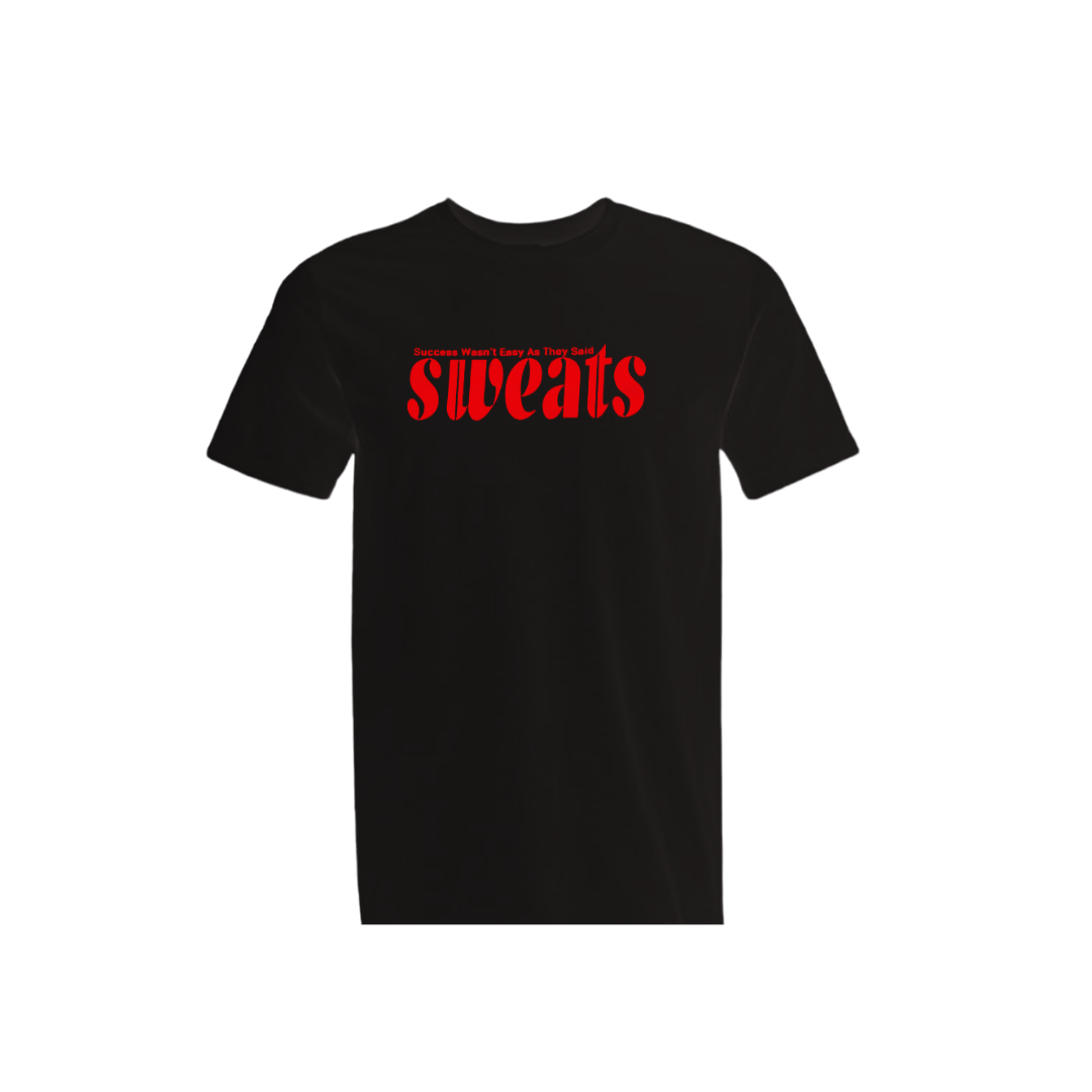 black sweats original tshirt with red logo