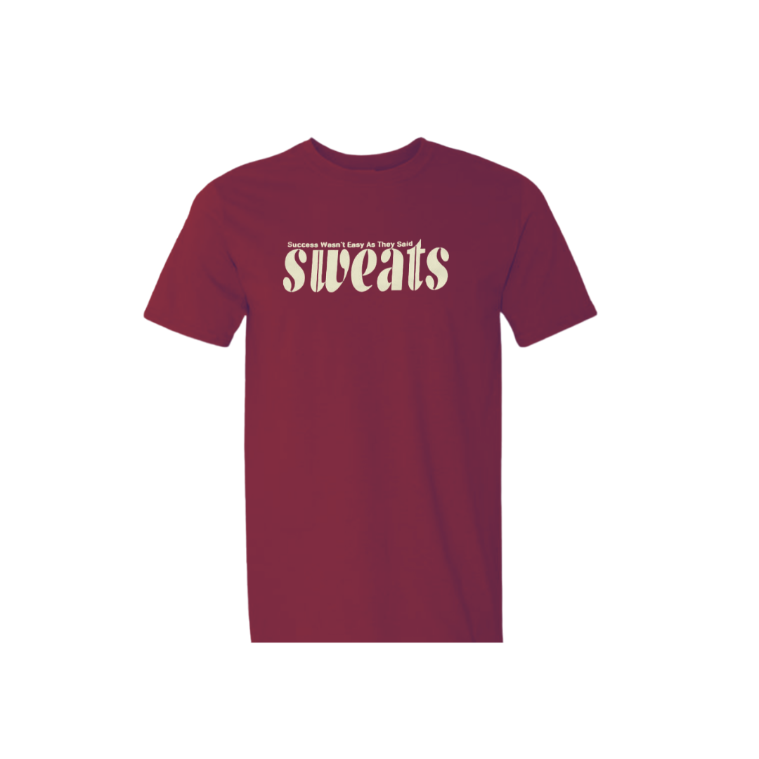 maroon sweats original t-shirt with off-white logo