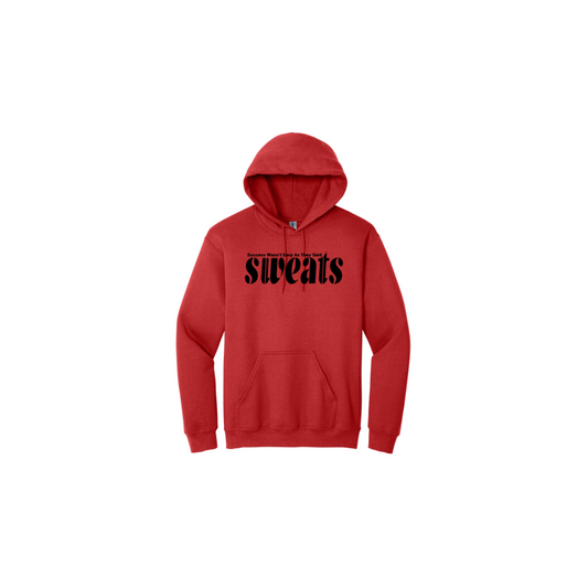 red sweats original hoodie with black logo
