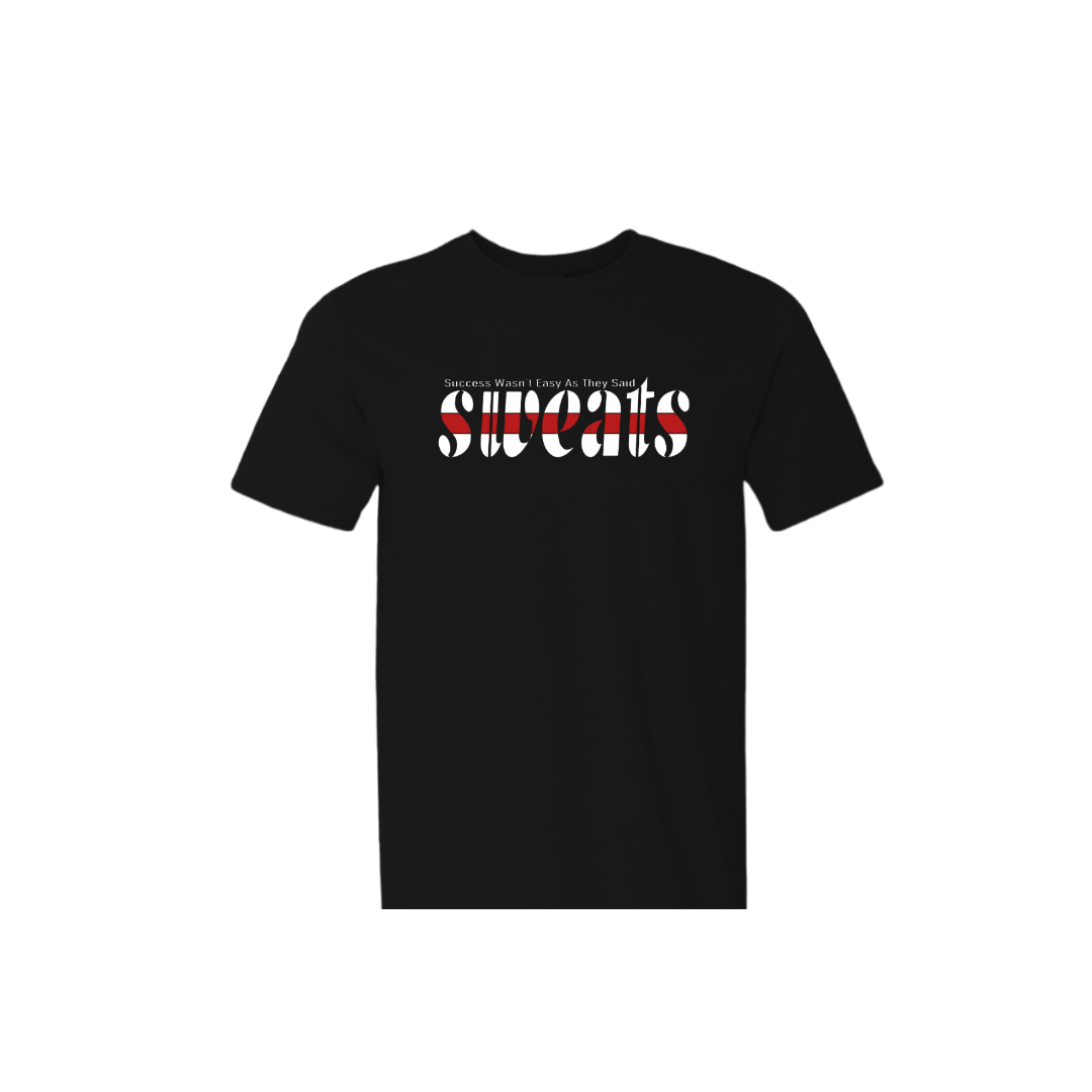 black sweats original t-shirt with red stripe logo
