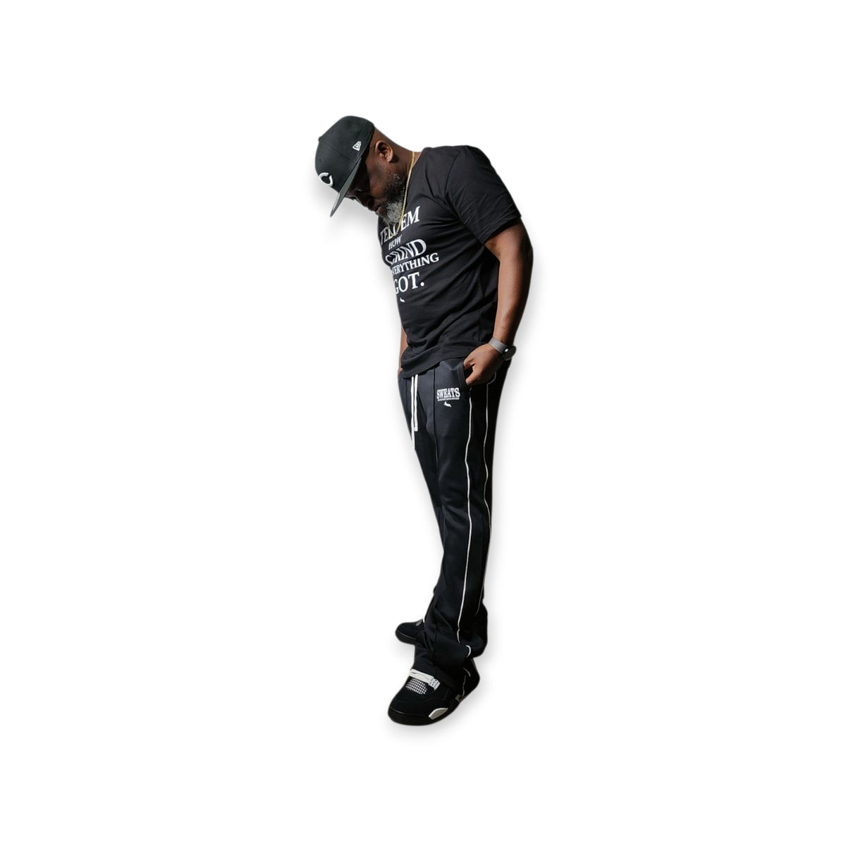 Black Sweats Stacked Track Pants | Sweats Clothing Co.