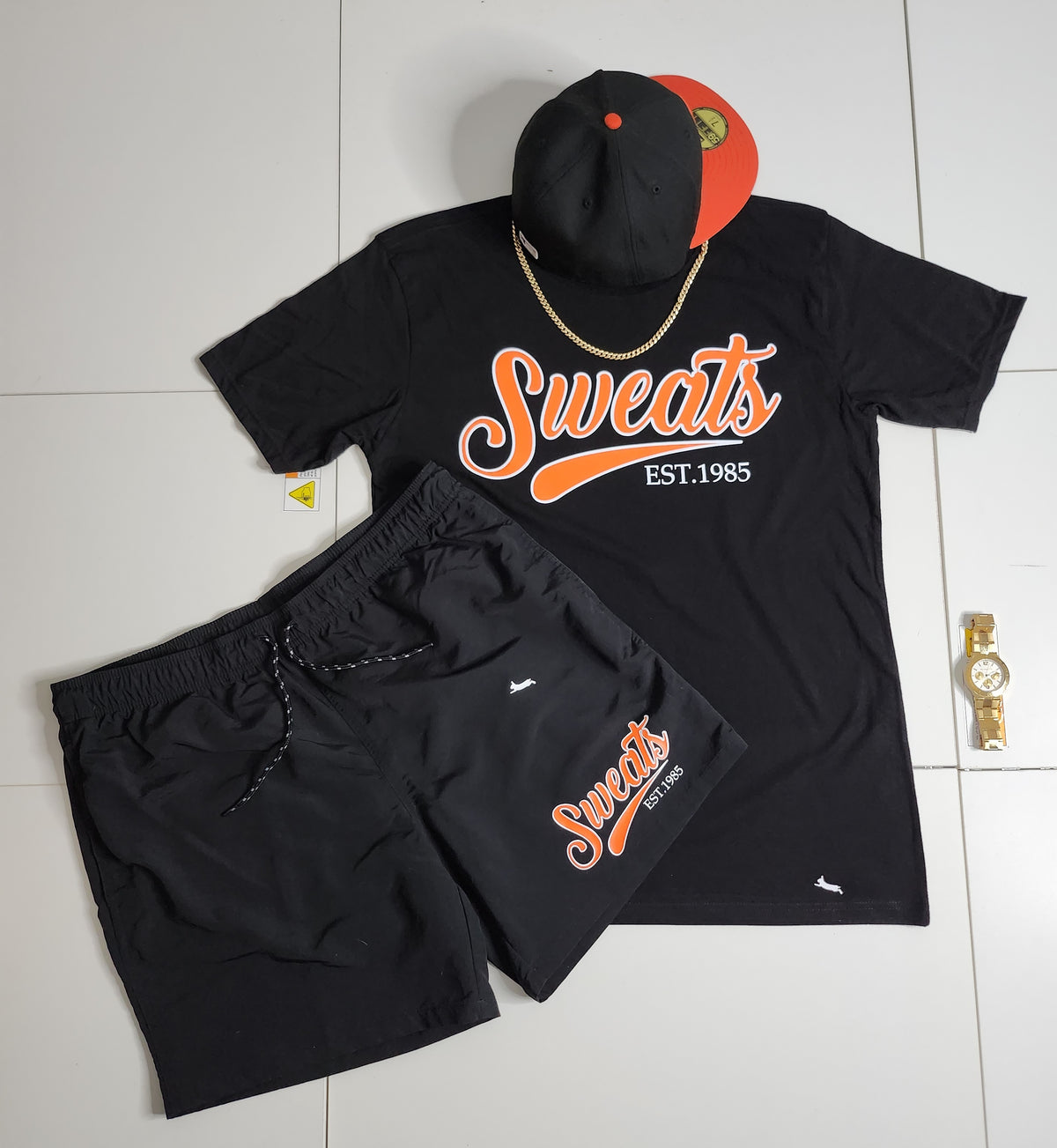 Black × Orange Sweats Signature Shorts
