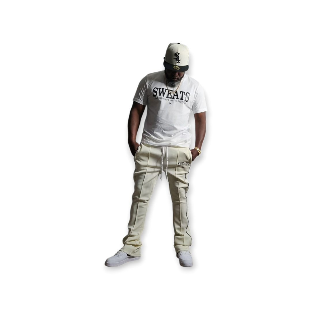 Cream Sweats Stacked Track Pants