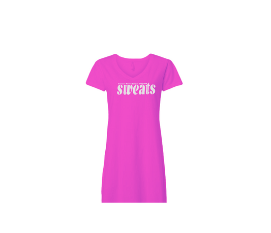 ultra pink sweats V-neck t-shirt dress with white logo
