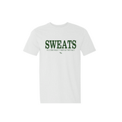 white classic sweats t-shirt with forest green logo