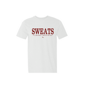 white classic sweats t-shirt with maroon logo