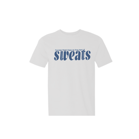 white sweats original t-shirt with navy-blue logo