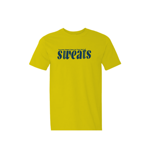 yellow sweats original t-shirt with navy-blue logo